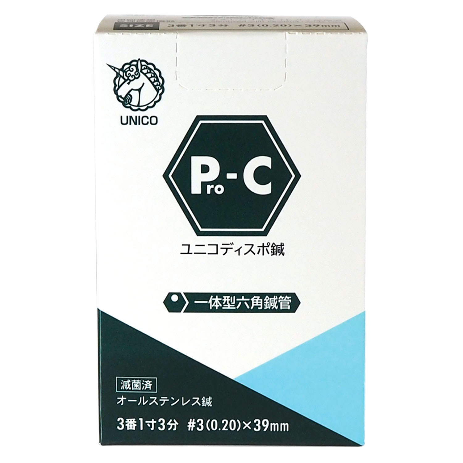 ユニコディスポ鍼　Ｐｒｏ－Ｃ　（００番〜８番）　１００本　【１〜９箱】